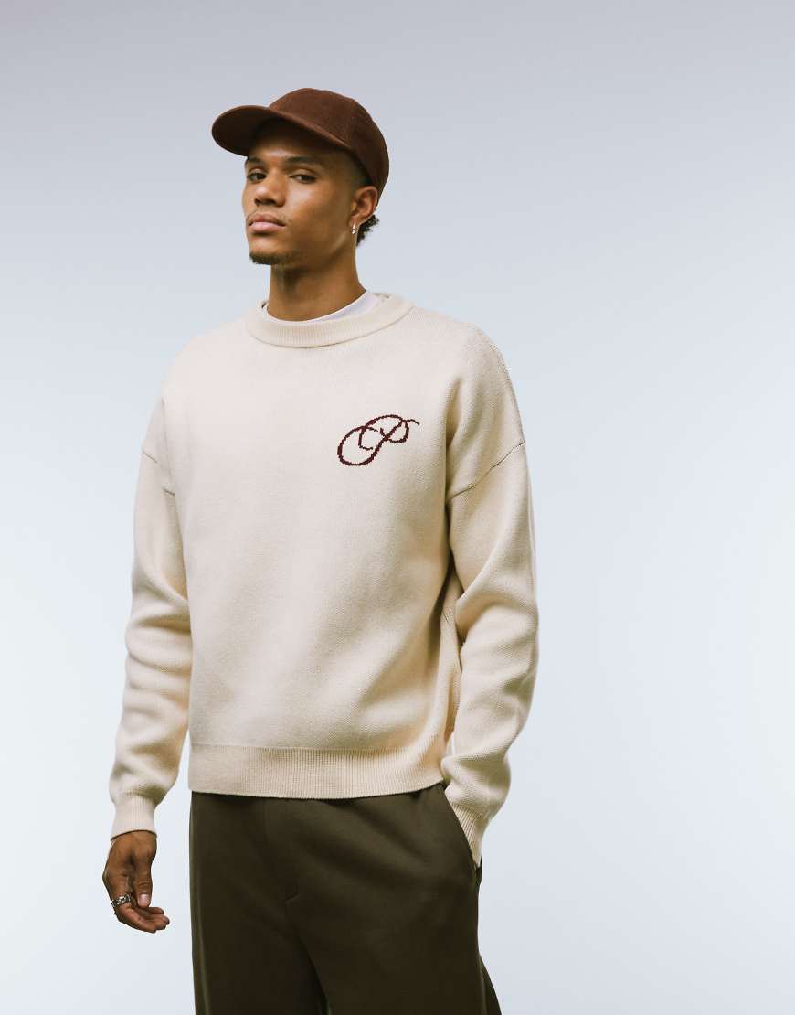 Prohibited - Kastiger Oversize-Pullover in Cremeweiß mit Logo-Neutral Prohibited - Kastiger Oversize-Pullover in Cremeweiß mit Logo-Neutral von Prohibited