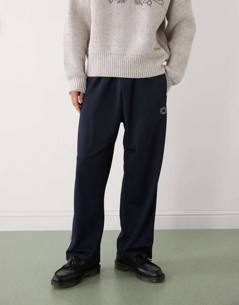 Prohibited - Loose-Fit-Jogginghose in Marineblau mit Tunnelzug und farblich abgesetzte Streifen von Prohibited