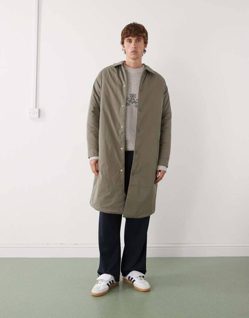 Prohibited - Mittellanger Straight-Fit-Trenchcoat in Khaki-Grün von Prohibited