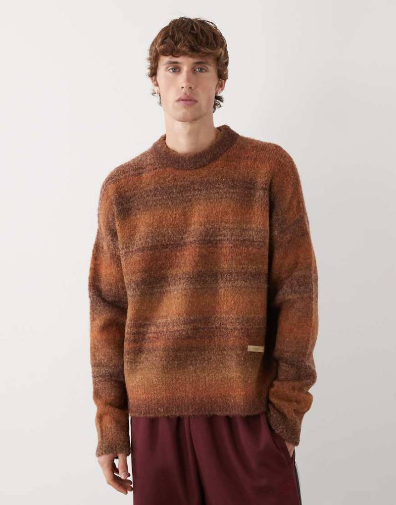 Prohibited - Oversize-Strickpullover in Braun mit Farbverlauf-Rot von Prohibited