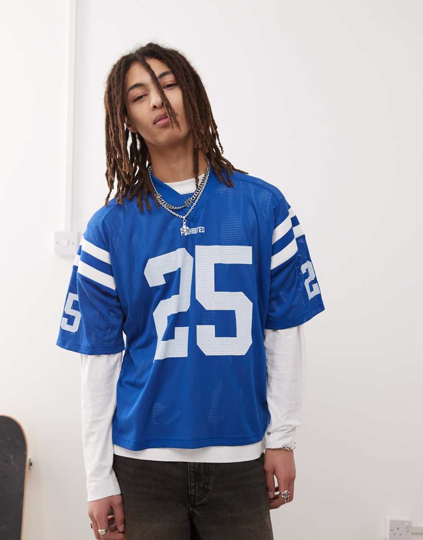 Prohibited - Social Club - Gestricktes T-Shirt in Blau von Prohibited