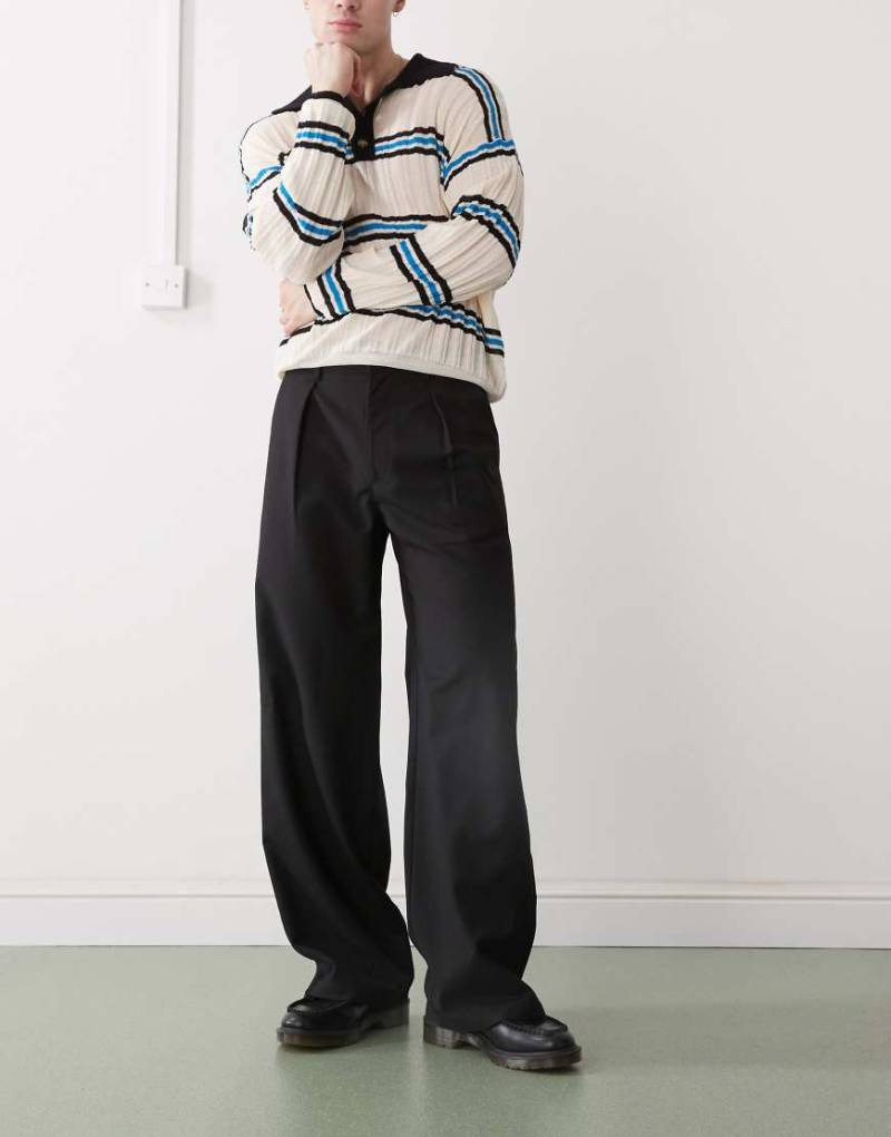 Prohibited - Soho - Vintage-Hose in Schwarz mit Bundfalten von Prohibited