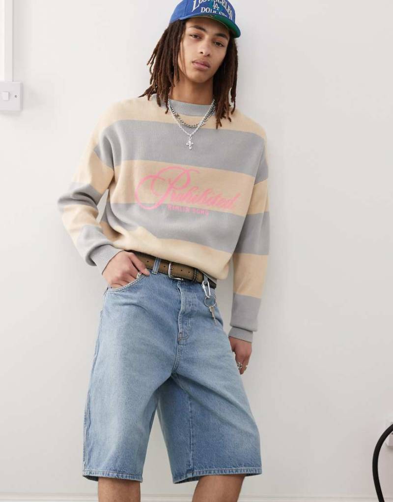 Prohibited - Soho - Vintage-Strickpullover in Creme mit Streifen-Weiß von Prohibited