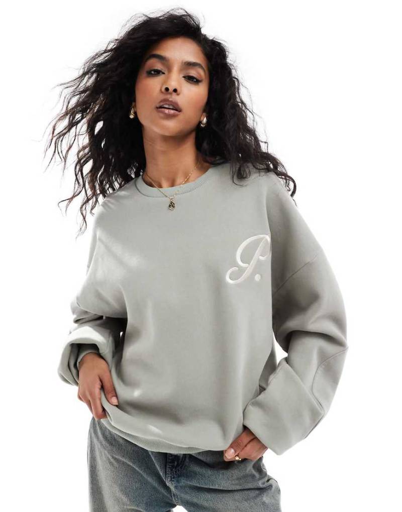 Prohibited - Sweatshirt aus 360 g/m² schwerem Material in Grau mit Logo-Detail-Grün von Prohibited