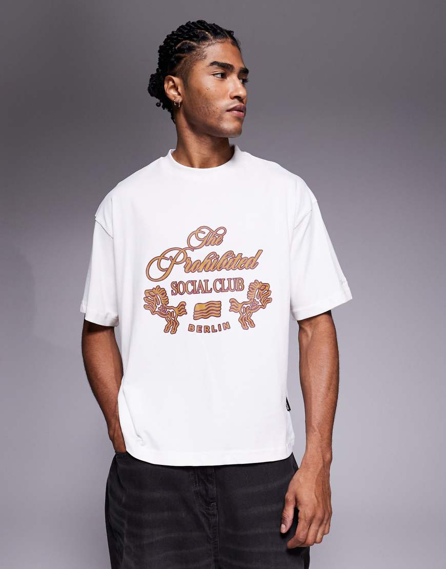 Prohibited - T-Shirt mit Logo-Grafik in Weiß von Prohibited