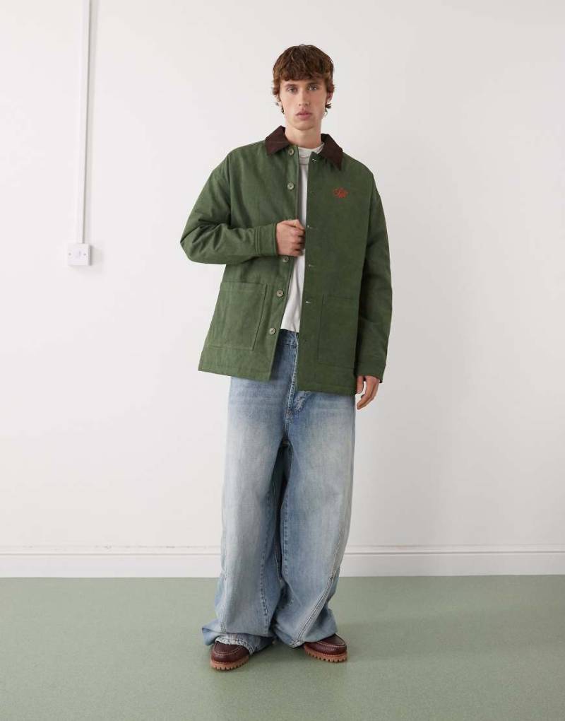 Prohibited - Workwear-Jacke in Dunkelgrün mit Knopfleiste von Prohibited