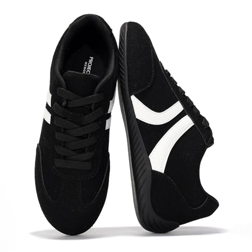 Project Cloud Barfußschuhe für Damen, Memory-Schaum-Schnürung, Damen-Sneaker, leichte und rutschfeste Damenschuhe, lässig, ganztägige Damen-Sneaker für 2025 (Ziel), Schwarz, 35.5 EU von Project Cloud