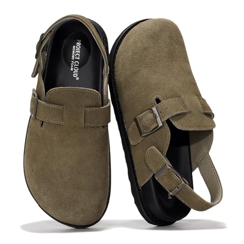 Project Cloud Clogs aus echtem Leder für Damen – Pantoletten und Clogs mit Rückengurt und Memory-Schaum-Innensohle – leichte, trendige Damenpantoletten – bequeme Schlupfschuhe für Damen (Cassey von Project Cloud