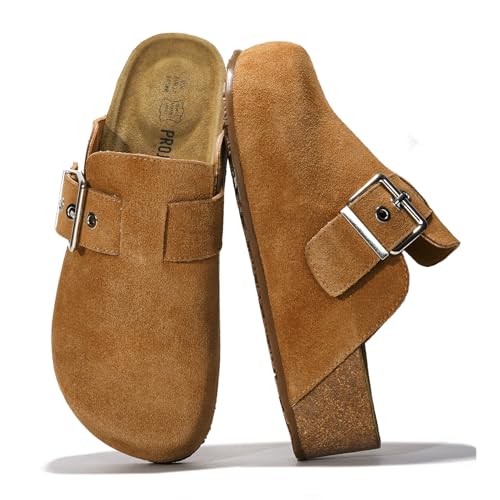 Project Cloud Clogs für Damenschuhe – Memory-Schaum und rutschfeste Plateau-Keilabsätze für Damen Pantoletten & Clogs 2025 – bequemer, stilvoller Slipper mit verstellbaren Riemen (Rhona), Kastanie von Project Cloud