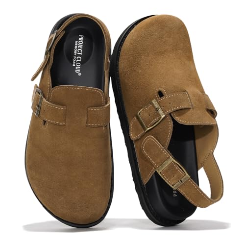 Project Cloud Damen Boston Clogs für Frauen - Memory Foam - Clog Hausschuhe für Frauen - Echtes Wildleder Fußbett Slip-ons Damen Pantoletten & Clogs Boston Sandalen - Damenschuhe (Cassey von Project Cloud