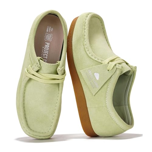 Project Cloud Damen-Schuhe aus echtem Leder – Memory-Schaum-Einlegesohle, Oxford-Schuhe für Damenschuhe – leichte rutschfeste Sohle, Freizeitschuhe mit Spitze (Wand), Grün , 39 EU von Project Cloud