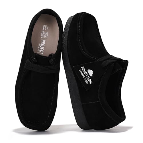 Project Cloud Damen-Schuhe aus echtem Leder – Memory-Schaum-Einlegesohle, Oxford-Schuhe für Damenschuhe – leichte rutschfeste Sohle, Freizeitschuhe mit Spitze (Wand), Schwarz, 42 EU von Project Cloud