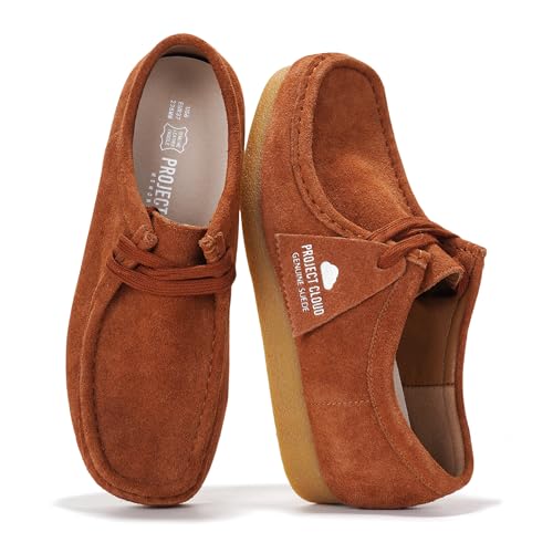 Project Cloud Damen-Schuhe aus echtem Leder – Memory-Schaum-Einlegesohle, Oxford-Schuhe für Damenschuhe – leichte rutschfeste Sohle, Freizeitschuhe mit Spitze (Wand), Whiskey, 36 EU von Project Cloud