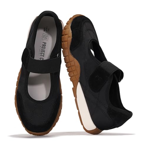 Project Cloud Damen-Schuhe – leichte Mary Jane Schuhe für Damen mit Memory-Schaum-Einlegesohle – rutschfeste flache Schuhe für Damenschuhe – modische Damen-Sneaker 2025 (Donna), Schwarz, 39.5 EU von Project Cloud