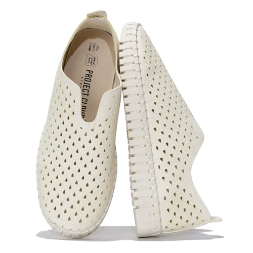 Project Cloud Damenschuhe – leichte Sommerhalbschuhe für Damen mit Memory-Schaum-Einlegesohle – stilvolle und bequeme Damen-Slipper – perfekte Sommerschuhe für Damen 2025 (Lily), Weiss/opulenter von Project Cloud