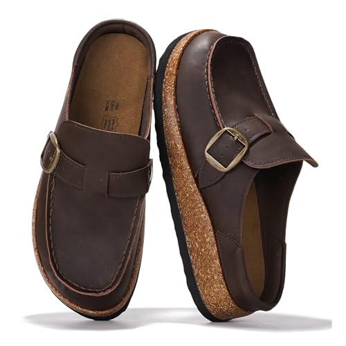 Project Cloud Echtes Leder Mokassin-Stil Clogs für Damen – Memory-Schaum und wasserabweisende Pantoletten zum Reinschlüpfen – rutschfeste und langlebige Clogs Freizeitschuhe für Damenschuhe (Carline von Project Cloud