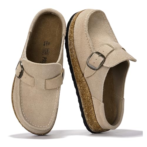 Project Cloud Echtes Leder Mokassin-Stil Clogs für Damen – Memory-Schaum und wasserabweisende Pantoletten zum Reinschlüpfen – rutschfeste und langlebige Clogs Freizeitschuhe für Damenschuhe (Carline von Project Cloud