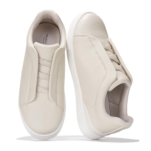 Project Cloud Herren-Sneaker – Memory-Schaum-Einlegesohle für Herren – leichte und rutschfeste Freizeitschuhe für Herren – Alltags-Slip-On-Herren-Sneaker (Hudson), Offwhite PU, 41.5 EU von Project Cloud
