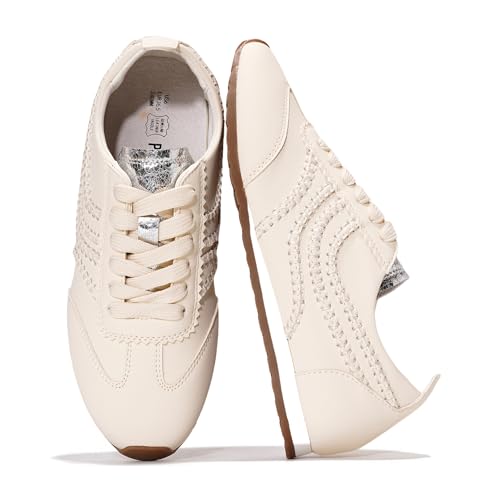 Project Cloud Leder-Barfußschuhe für Damen, Memory-Schaum, Schnürschuhe, leichte und rutschfeste Damenschuhe, lässig, ganztägig, modische Sneaker für 2025 (Tiger), Cream, 39.5 EU von Project Cloud