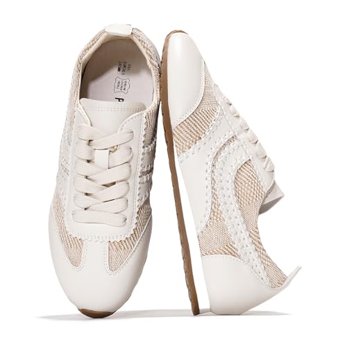 Project Cloud Leder-Barfußschuhe für Damen, Memory-Schaum, Schnürschuhe, leichte und rutschfeste Damenschuhe, lässig, ganztägig, modische Sneaker für 2025 (Tiger), Naturbast, 38.5 EU von Project Cloud