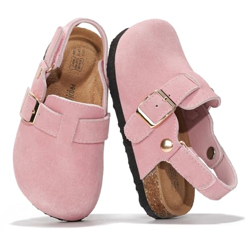 Project Cloud Mini-Clogs aus echtem Leder für Kinder – Memory-Schaum Unisex und rutschfeste Kinder-Clogs & Pantoletten – wasserabweisende Jungen & Mädchen Sandalen mit Kork-Fußbett und von Project Cloud