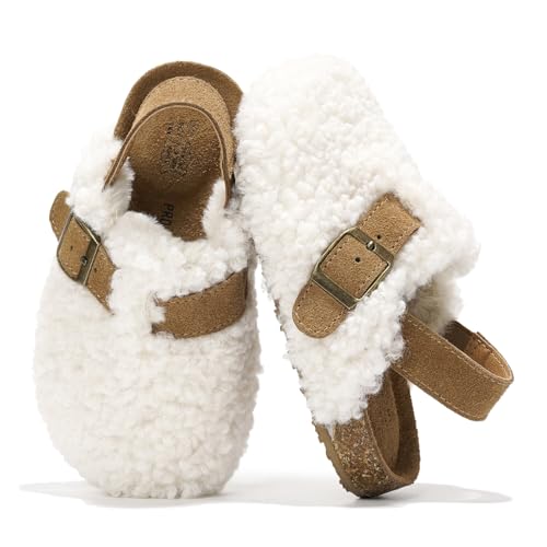 Project Cloud Mini-Clogs aus echtem Leder für Kinder – Memory-Schaum Unisex und rutschfeste Kinder-Clogs & Pantoletten – wasserabweisende Jungen & Mädchen Sandalen mit Kork-Fußbett und von Project Cloud