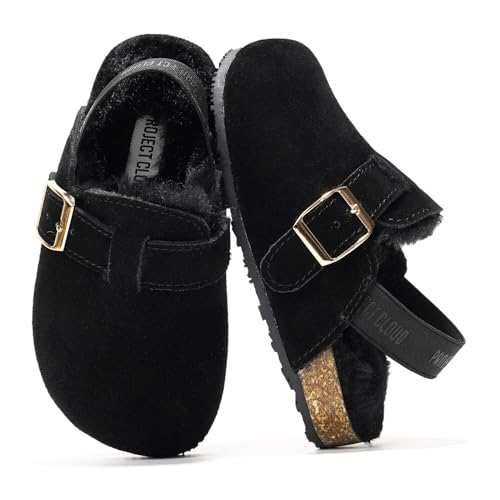 Project Cloud Mini-Clogs aus echtem Leder für Kinder – Memory-Schaum Unisex und rutschfeste Kinder-Clogs & Pantoletten – wasserabweisende Jungen & Mädchen Sandalen mit Kork-Fußbett und von Project Cloud