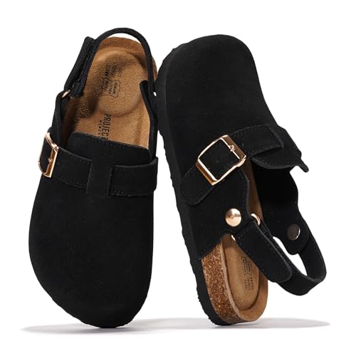 Project Cloud Mini-Clogs aus echtem Leder für Kinder – Memory-Schaum Unisex und rutschfeste Kinder-Clogs & Pantoletten – wasserabweisende Jungen & Mädchen Sandalen mit Kork-Fußbett und von Project Cloud