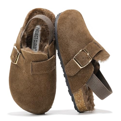 Project Cloud Mini-Clogs aus echtem Leder für Kinder – Memory-Schaum Unisex und rutschfeste Kinder-Clogs & Pantoletten – wasserabweisende Jungen & Mädchen Sandalen mit Kork-Fußbett und von Project Cloud