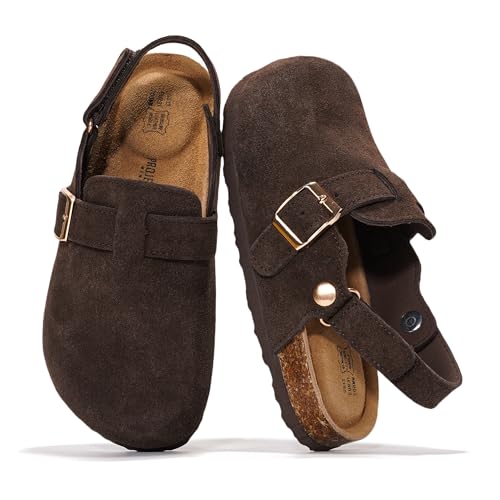 Project Cloud Mini-Clogs aus echtem Leder für Kinder – Memory-Schaum Unisex und rutschfeste Kinder-Clogs & Pantoletten – wasserabweisende Jungen & Mädchen Sandalen mit Kork-Fußbett und von Project Cloud