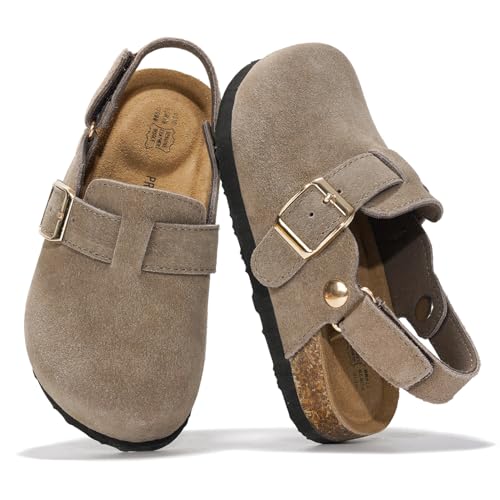 Project Cloud Mini-Clogs aus echtem Leder für Kinder – Memory-Schaum Unisex und rutschfeste Kinder-Clogs & Pantoletten – wasserabweisende Jungen & Mädchen Sandalen mit Kork-Fußbett und von Project Cloud