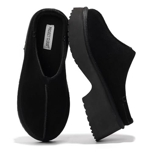 Project Cloud Plateau-Clogs für Damenschuhe – Memory-Schaum und rutschfestes echtes Wildleder, Slip-On-Pantoletten, bequeme, stilvolle Clogs mit geschlossener Zehenpartie für Damen 2025 (Johnna von Project Cloud