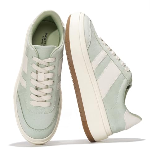 Project Cloud Plateau-Sneaker für Damen – leichte Memory-Schaum-Einlegesohle für Damen – rutschfeste modische Sneaker für Damen – modische Plateauschuhe für Damen (Nita), pistazie, 42 EU von Project Cloud