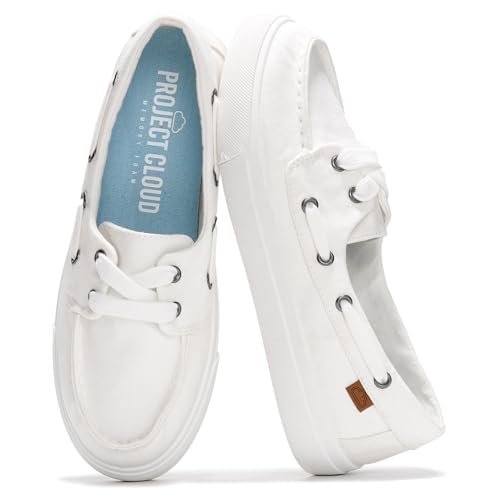 Project Cloud Sneakers für Damen – Memory-Schaum-Federschuhe für Damenschuhe – Slip-On-Bootsschuhe – rutschfeste modische Sneaker – leichte Loafer (Salz), Weiss/opulenter Garten, 42 EU von Project Cloud