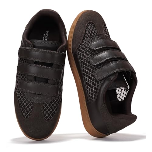 Project Cloud Sneakers für Damen – Stilvolle und bequeme Damen-Sneaker mit Memory-Schaum-Einlegesohle – leichte vegane Leder-Damenschuhe – modische Schuhe für Damen 2025 (Ysabelle), Braunes Netz, 38.5 von Project Cloud