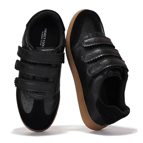 Project Cloud Sneakers für Damen – Stilvolle und bequeme Damen-Sneaker mit Memory-Schaum-Einlegesohle – leichte vegane Leder-Damenschuhe – modische Schuhe für Damen 2025 (Ysabelle), Schwarz, 42 EU von Project Cloud