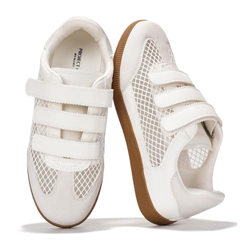 Project Cloud Sneakers für Damen – Stilvolle und bequeme Damen-Sneaker mit Memory-Schaum-Einlegesohle – leichte vegane Leder-Damenschuhe – modische Schuhe für Damen 2025 (Ysabelle), Weißes Netz, 39.5 von Project Cloud