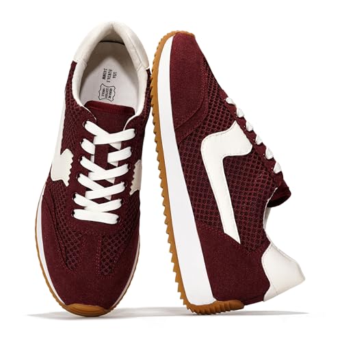Project Cloud Sneakers für Damen – leichte Schnürschuhe für Damen mit Memory-Schaum-Einlegesohlen – trendige Damenschuhe – rutschfeste, bequeme Damen-Sneaker (Madison), Burgunder, 39 EU von Project Cloud