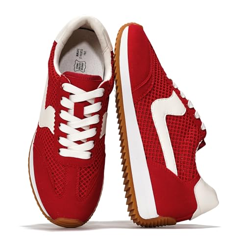 Project Cloud Sneakers für Damen – leichte Schnürschuhe für Damen mit Memory-Schaum-Einlegesohlen – trendige Damenschuhe – rutschfeste, bequeme Damen-Sneaker (Madison), Rot/Ausflug, einfarbig (Getaway von Project Cloud