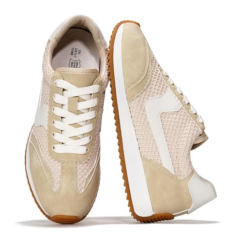 Project Cloud Sneakers für Damen – leichte Schnürschuhe für Damen mit Memory-Schaum-Einlegesohlen – trendige Damenschuhe – rutschfeste, bequeme Damen-Sneaker (Madison), Taupe, 39.5 EU von Project Cloud