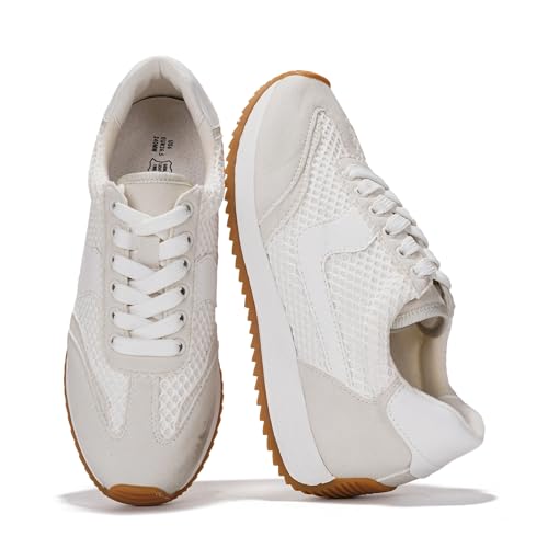 Project Cloud Sneakers für Damen – leichte Schnürschuhe für Damen mit Memory-Schaum-Einlegesohlen – trendige Damenschuhe – rutschfeste, bequeme Damen-Sneaker (Madison), Weißes Netz, 37.5 EU von Project Cloud