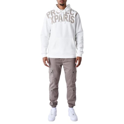 Project X Paris Kapuzen-Sweatshirt, Buchstaben-Patch, gebrochenes weiß, XXL von Project X Paris