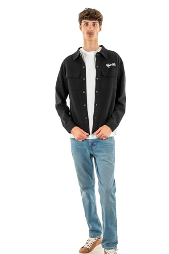 Project X Paris Signature geripptes Überhemd, Schwarz , XL von Project X Paris