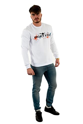 Project X Paris Sweatshirt mit Rundhalsausschnitt und Farbflecken im Aufdruck, weiß, XL von Project X Paris