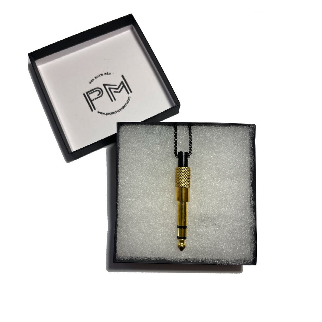 Kopfhörer Audio Stereo Jack Halskette Funktional & Abnehmbar - 1/8 "Auf 1/4" Adapter Unisex Schmuck Dj Gitarre Kopfhörer Audio Stereo Jack Halskette Funktional & Abnehmbar - 1/8 "Auf 1/4" Adapter Unisex Schmuck Dj Gitarre von ProjectModernShop