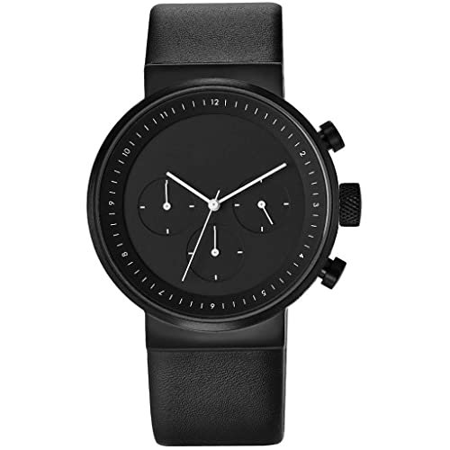 Projects Watches "Kiura Black Chronograph Quarz Edelstahl IP Schwarz Leder Herren Uhren von Projects Watches