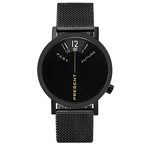 Projects Watches "Past, Present, Future Black Mesh Edelstahl IP Schwarz Stahlnetz Unisex Uhr von Projects Watches