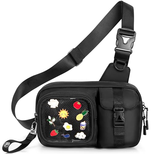 Prokva Ita Brusttasche Pin Displaytasche mit Einsatz, Ita Schultertasche für Damen, Schwarze Pin Tragetasche für Reise, Konzerte (Nur Leere Tasche) von Prokva
