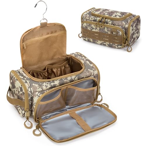 Prokva Tactical Kulturbeutel für Männer, Hängende Hygienetasche, Reise Dopp Kit Organizer für Rasieren, Duschutensilien und Toilettenartikel, Braun (Nur Leere Tasche) von Prokva