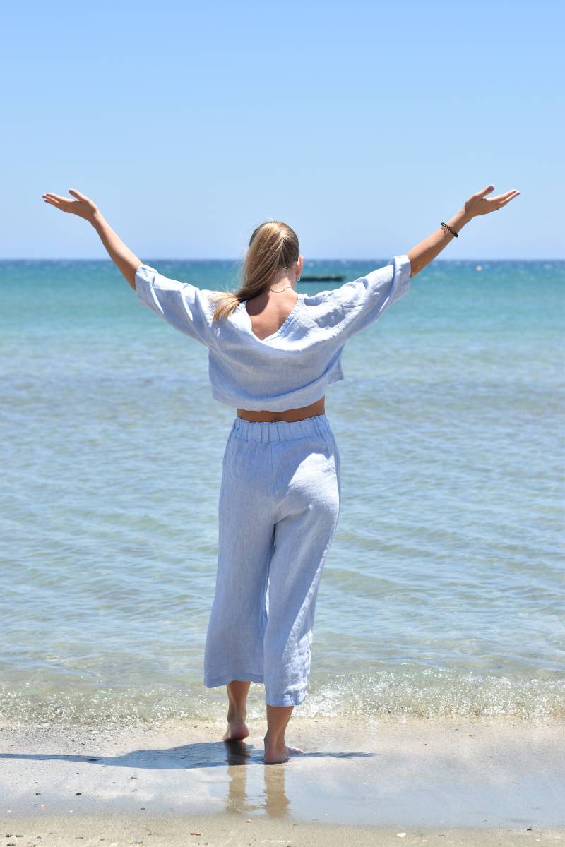 Leinen Pyjama Set/Aus Culotte Unterhose von Prolinen